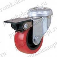 Колесо аппаратное красное из ПВХ под болт с тормозом PV With brake (131НВ) 50 мм